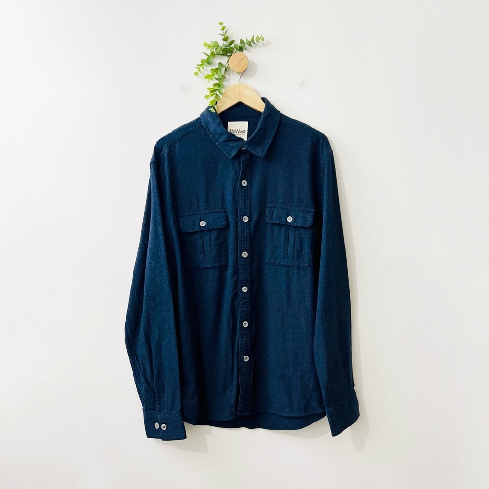 Up West Resort & Mercantile 100% Cotton Blue Button Up Flannel
